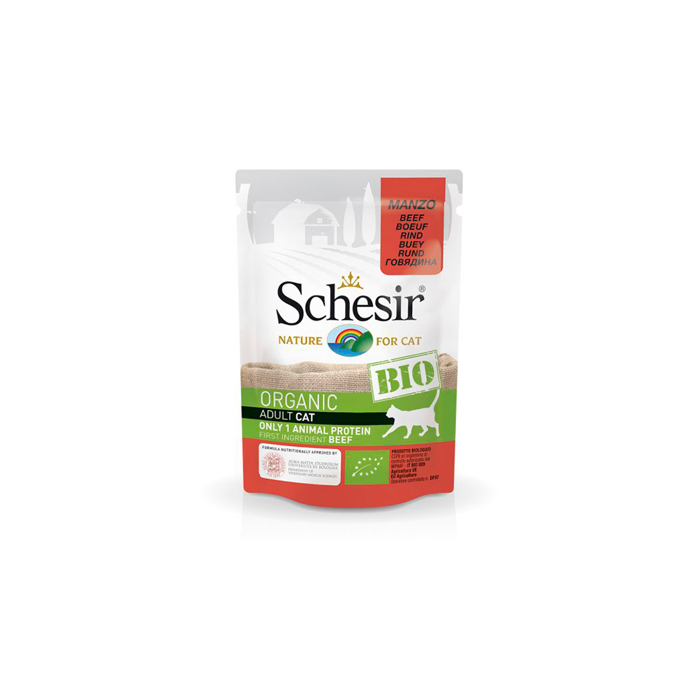 Schesir bio gato sobres buey 85Gr