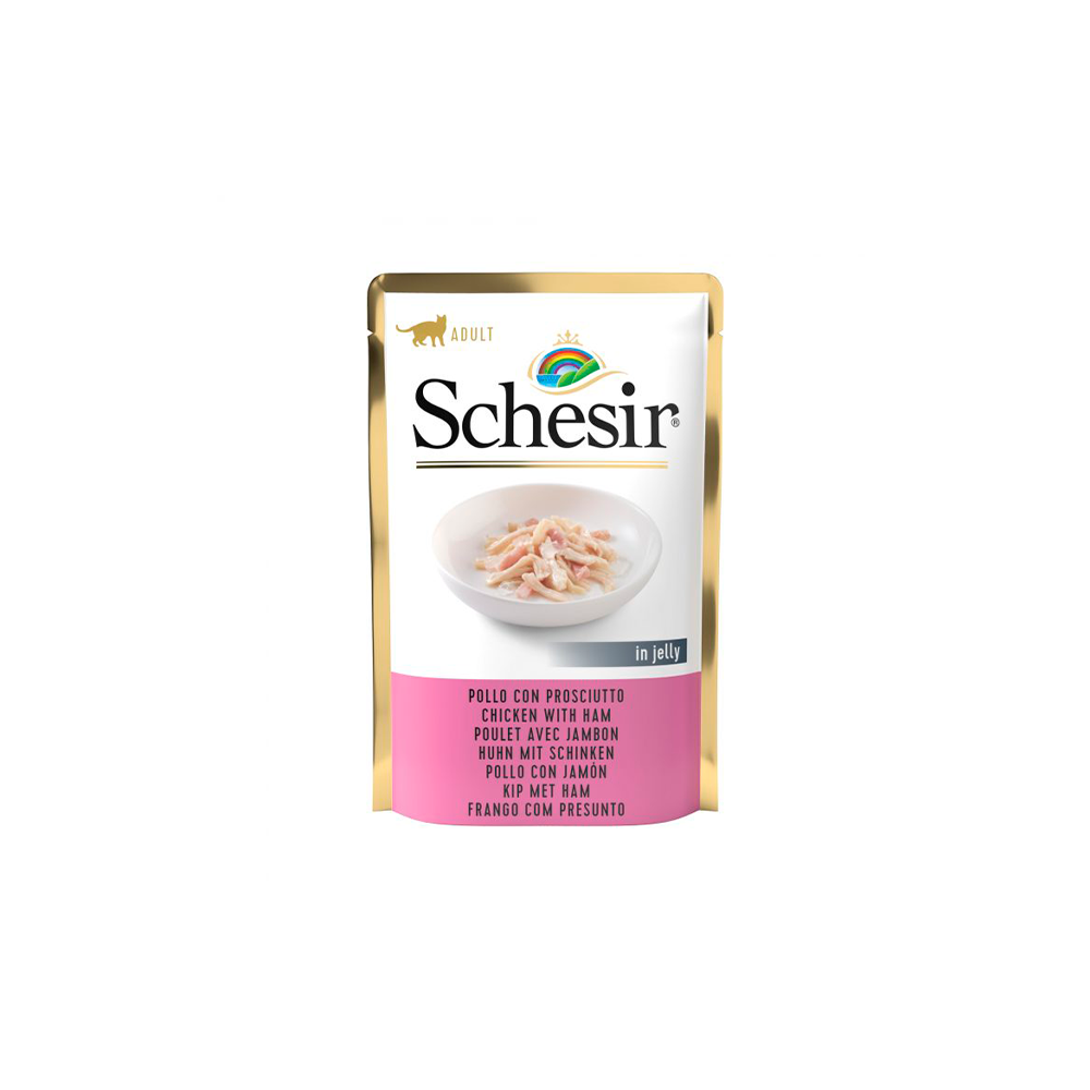 Schesir gato sobre pollo con jamón 85g